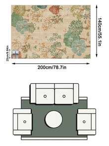 1pc Beige Vintage Forest Animal & Floral Area Rug, Faux Cashmere Material Rectangular French Country Style Artistic Illustration Pattern, Machine Washable Suitable For Living Room Bedroom Daily Home Decor, Aesthetic Home Decoration - Multicolor - View 15
