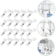 Windproof Stainless Steel Clothespins With Hooks, For Hanging Clothes And Socks At Home, And For Hanging Holiday Decorations And Photos; Metal Spring Clips - Multicolor - View 5