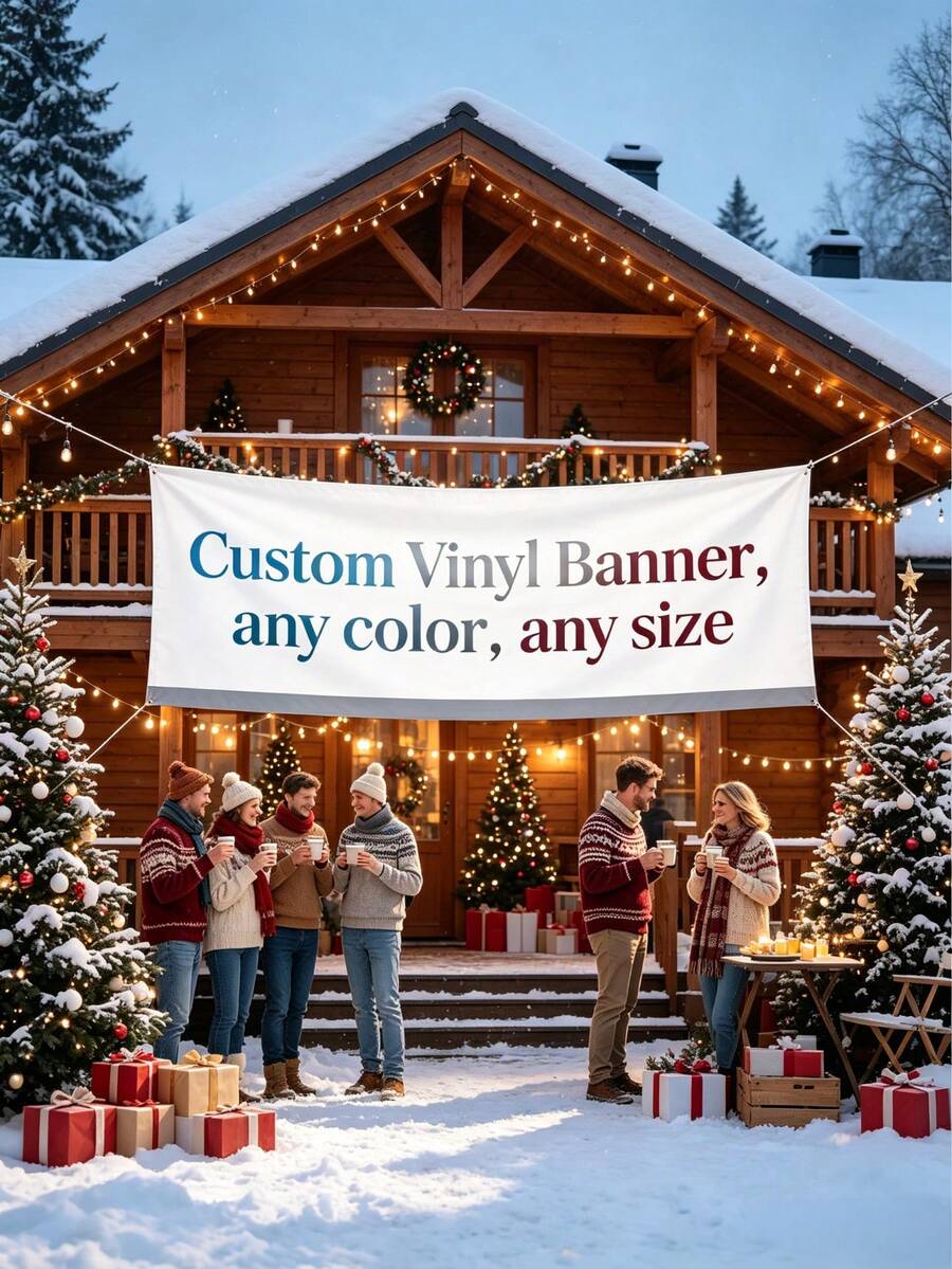 1pc Customized Banner, Indoor/Outdoor Personalized Full Color Banner Sign, Suitable For Retail, Party, Advertising, Wedding, Commercial Promotion, Trade Show, Home Decor, Birthday Gift, Party Decoration, Wedding, Halloween, Christmas - Multicolor - View 1