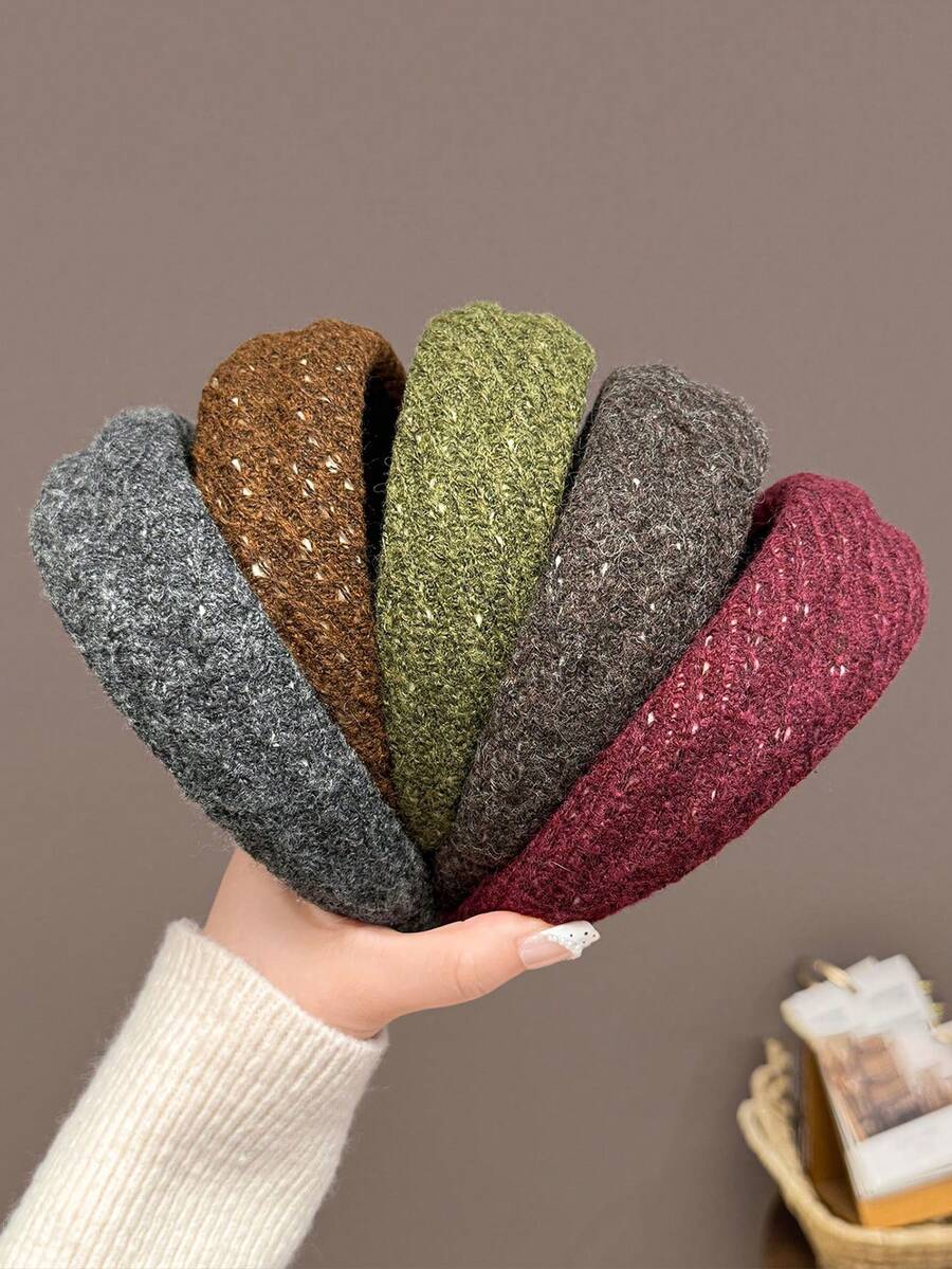 1pc Vintage Embossed Wool Headband, Versatile Elegant High Crown Hair Hoop For Face Washing And Hair Styling, Women's Fashion Hair Accessory
