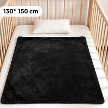 Selimut Hangat Poliester Ketebalan Sedang, Cocok untuk Semua Musim - Warna Solid Cerah, Dapat Dicuci dengan Mesin, Ideal untuk Dekorasi Rumah, Kantor atau Mobil, Selimut Dekorasi Kantor | Selimut Cerah | Selimut yang Dapat Dicuci dengan Mesin, Selimut Rumah - Hitam - View 13