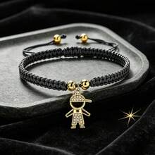 1Pc Rhinestone Little Boy Pendant Bracelet Adjustable Braided String Knot Bangles For Men Boys Cute Friendship Family Jewelry Gift - Boys - View 2