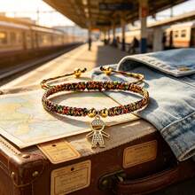 1Pc Rhinestone Little Boy Pendant Bracelet Adjustable Braided String Knot Bangles For Men Boys Cute Friendship Family Jewelry Gift - Boys - View 4