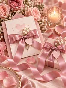 Peach Pink Encrypted Single-Sided Satin Ribbon 10 Yards (0.6/1.0/1.5/2.0/2.5/4.0cm) Multiple Sizes Available, Suitable For Wedding Party Decoration, Party Favors, Flower Binding, Flower Arch, Invitation Cards, Evening Banquet Chair Back Decoration, Without Paper Spool - Peach Pink - View 5