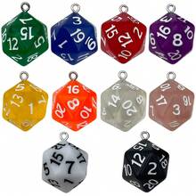 5/10 Pcs 20 Sided Polyhedral Dice Charms, Multi-Color D20 Pendants, Handmade DIY Supplies For Keychain, Backpack & Bag Ornament - Multicolor - View 5