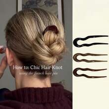 6pcs French Wave U-Shaped Hair Sticks/Hair Bun Styling Tools, Non-Slip Hair Forks, Suitable For Thick And Fine Hair - Multicolor - View 1
