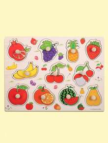 Embedded Wooden Scratching Board, Early Education Animal Cognition Puzzle, Transportation Vehicles, Cartoon Toddler Baby Educational Toys - Multicolor - View 18