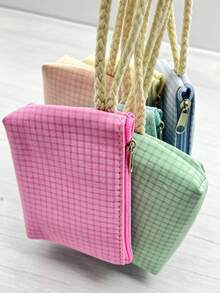 XD Fashion Women's Small Wallet 12/6/3/1pc, Color-Block Plaid Design, Suitable For Work, School Activities, Card Holder, Business Card Protector, Bus Card, Bank Card, ID Card, Coin, Washable, Mini Wallet, Fashion Enthusiasts - Multicolor - View 6