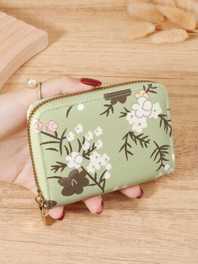 Fashionable Women's Simple Printed Short Wallet Zipper, Zipper Credit Card Storage Bag, Women's Wallet Card Bag