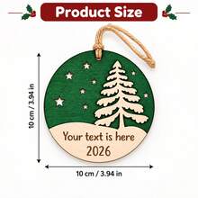 Custom Christmas Tree Star Round Hanging Ornament, Personalized Winter Holiday Decor, Rustic Christmas Ornaments, Customized Text Festive Party Pendant, Customizable Name Keepsake Gift, Christmas Tree Decorations For Family, Friends, Home 2026 - Multicolor - View 2