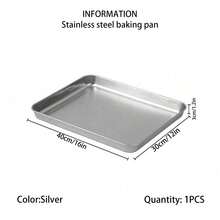 Stainless Steel Cookie Baking Tray, Rectangular Baking Pan, Easy To Clean, Oven , Healthy Kitchenware, Suitable For Home Baking, Outdoor Picnic And Camping, Size 15.7in X 11.8in X 1.2in, Can Be Used For Frying, Baking, Cooking, Grilling And Microwave Heating, , Rust-Resistant, Easy To Clean, Suitable For Party Supplies - Silver - View 14