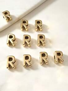 10pcs Optional Gold/Silver Large Hole 26 Uppercase Alphabet Beads Electroplated DIY Phone Chain Keychain Bag Charm Jewelry Accessories - Multicolor - View 14