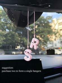 You Can Make Your Own White Diamond Letter Car Rearview Mirror Hanger. It Features A Silver Bead Chain Design, With An Elegant Shiny Cream Texture. It Can Be Easily Hung On The Car's Rearview Mirror And Is A Charming Interior Decoration For Your Car. - Letter Pendant - View 4