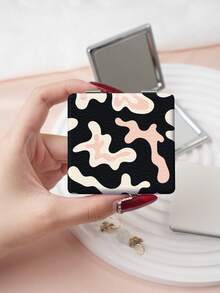 1PC Y2K Series Portable Vanity Mirror, Foldable Lightweight Ultra-Thin Convenient Hand Mirror, Durable PU Leather, Suitable For Multiple Scenarios And All People, Foldable Small Square Mirror, Pocket Mirror, Classic Cow Print Pattern Design, Exquisite And Delicate, Foldable Structure, Durable And Reliable, Drop-Resistant, Easy To Carry, Handheld Makeup Mirror, 180° Flip Cover, Multi-Functional Mini Mirror, Compact Mirror, Mirrors, Daily, Holiday, Birthday, Valentine's Day - Multicolor - View 7