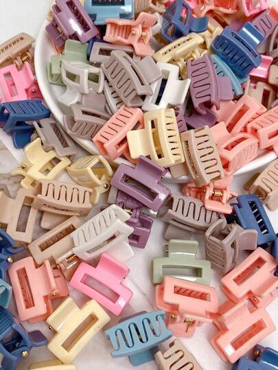 2.5cm Rectangular Mini Morandi Color Glossy Small Hair Claw Clip Bangs Clip Mixed Color Side Hair Clip Hair Claw