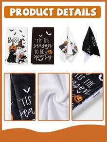 New Pumpkin Striped Kitchen Towel, Maple Leaf Pattern, Suitable For Tableware Cleaning, Kitchen Wiping, Bathroom Hand Towel And Other Multiple Uses. - D - View 5