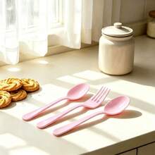5pcs Pink Salad Utensils, Simple Easy To Clean Reusable, Elegant Durable Tableware, Suitable For Kitchen, Restaurant, Wedding, Birthday, Kitchen, Restaurant, Cafe, Holiday Party, - View 7