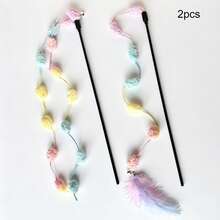 2pcs Cat Teaser Wand With Bell, Self-Entertainment Pet Toy - Multicolor - View 12