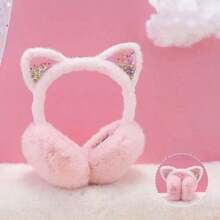 Cute Cat Ear Faux Fur Foldable Earmuffs, Women's Windproof Warm Winter Ear Covers, Outdoor Cycling Daily Cold Weather Accessory - Multicolor - View 8