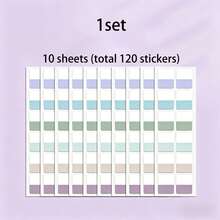 10 Sheets, 120 Sheets Of Simple Fluorescent Colored Writable Translucent Multi-Functional Index Classification Stickers - one-size - View 13