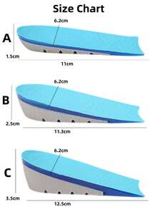 QKC 1 Pair Anti-Slip Silicone Height-Increasing Half Insoles, Shock-Absorbing Pressure-Relieving Half-Size Shoe Pads, Suitable For Sports, Casual Shoes Inner Heel Height-Increasing Pads - Blue - View 7