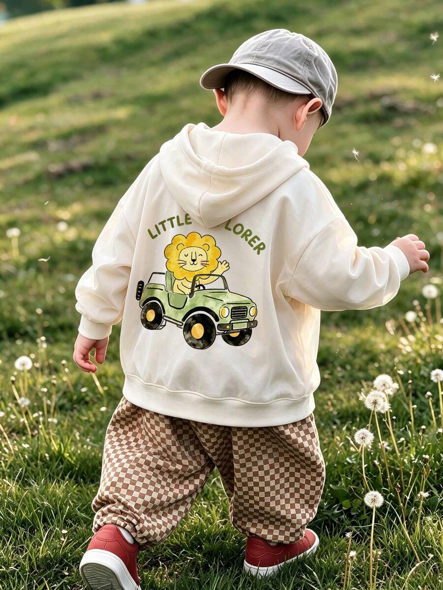 Infant Casual Hooded Sweatshirt, Long Sleeve Comfortable Pullover, Baby All Season Daily Wear - Apricot - View 1