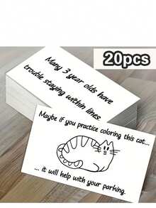 20/50pcs Funny Cat Coloring Parking Joke Greeting Cards, Humorous Pun Memo Cards, Blank Inside Thank You Cards - Sets - View 7