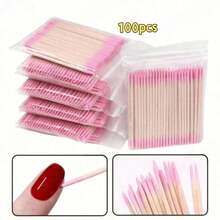 100PCS Double‑Ended Nail Polish Wiping Sticks, Cotton Buds Small Double‑Ended Eyebrow Tattoo Beauty Wiping Tools, Multi‑Purpose Manicure & Makeup Accessory - Purple - View 15
