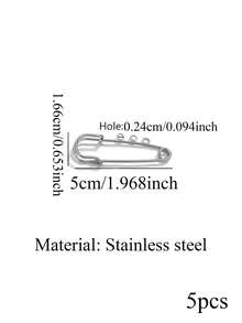 1/5pcs 18K Gold Plated Stainless Steel Fashion Safety Pin Decorative Brooch, Waterproof And Fade-Resistant, DIY Jewelry Making Supplier - Pin - View 14
