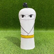 Samurai Pattern Black And White Golf Club Head Covers Provide Protection And Style, 1st Wood 3/5th Wood UT Wood Rod Cover Protector, Durable Design Suitable For All Types Of Golf Clubs, Essential Accessory For Golf Enthusiasts - White - View 13
