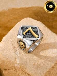 1pc Vintage Gothic Stainless Steel Men's Ring, Number 7 & Skull Detail Motorcycle Accessory - Skull No. 7 - View 4