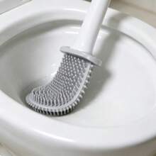 1pc Silicone Toilet Brush, Non-Scratch, Drill-Free Wall-Mounted Base Holder, Compact Size For Easy Storage And Organization, Anti-Roll And Anti-Drip Design, Suitable For RVs, Travel Trailers And Campers - A. - View 3