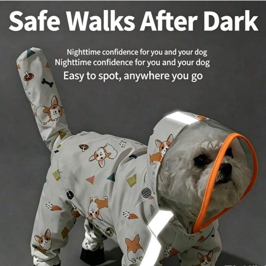 Waterproof Four-Legged Dog Raincoat, Full Coverage All-In-One Pet Rain Poncho, Anti-Dirty Puppy Protective Clothes For Bichon Small Dogs Rainy Day Outdoor Walking - Multicolor - View 1