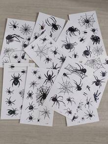 10pcs Spider Web Temporary Tattoo Stickers, Realistic Tattoo Decals For Men And Women, Halloween Party Use, Waterproof Fake Tattoos - Multicolor - View 8