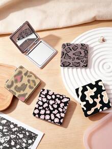 1PC Y2K Series Portable Vanity Mirror, Foldable Lightweight Ultra-Thin Convenient Hand Mirror, Durable PU Leather, Suitable For Multiple Scenarios And All People, Foldable Small Square Mirror, Pocket Mirror, Classic Cow Print Pattern Design, Exquisite And Delicate, Foldable Structure, Durable And Reliable, Drop-Resistant, Easy To Carry, Handheld Makeup Mirror, 180° Flip Cover, Multi-Functional Mini Mirror, Compact Mirror, Mirrors, Daily, Holiday, Birthday, Valentine's Day - Multicolor - View 1