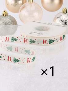 1pc "Merry Christmas" Themed Decorative Ribbon-Featuring Patterns Of Christmas Trees, Red Berries, And Stars; Suitable For Gift Wrapping, Decorating Cakes And Bouquets, Wreath Making, New Year's Parties, Christmas Dinners, And More. - One Size Fits All - View 13