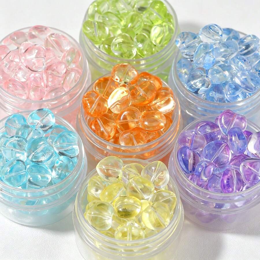 10mm 20pcs Colorful Heart Glass Spacer Beads DIY Jewelry Making Accessories For Necklace Bracelet Pendant Loose Beads - Heart-shaped Glass Beads - View 1