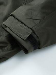 American Vintage Thermal Lined Workwear Jacket Men Stand Collar Zipper & Button Style Winter Thickened Durable Multi-Pocket Coat - Army Green - View 4