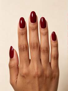 5Pcs Solid Colour Autumn Nail Wraps,Red High Saturation Gloss Self-Adhesive Nail Stickers, Easy To Apply, Perfect For Women's Fall Outfits And Commute Nail Art Stickers. - Multicolor - View 4