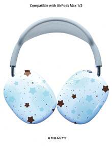 GIIPPA Glossy Hard Ear Cup Protective Cover Blue Star Pattern Unisex Anti-Scratch Shell Compatible With AirPods Max 1/2 Oval Over-Ear Headphones For Daily Commute, Campus, Cafe, Travel, Picnic And Other Scenarios Matching Accessories - Baby Blue - View 1