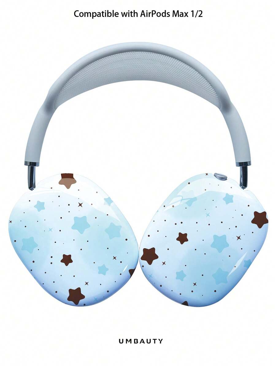 GIIPPA Glossy Hard Ear Cup Protective Cover Blue Star Pattern Unisex Anti-Scratch Shell Compatible With AirPods Max 1/2 Oval Over-Ear Headphones For Daily Commute, Campus, Cafe, Travel, Picnic And Other Scenarios Matching Accessories - Baby Blue - View 1