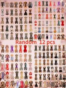 Lingerie Jala Seksi Campuran Warna, Paket Hemat 12 Set Acak, Lingerie Erotis Transparan Multi-Gaya Tanpa Punggung, Model V Dalam, Tanpa Lepas, dan Tanpa Perlu Dilepas - MultiWarna - View 2
