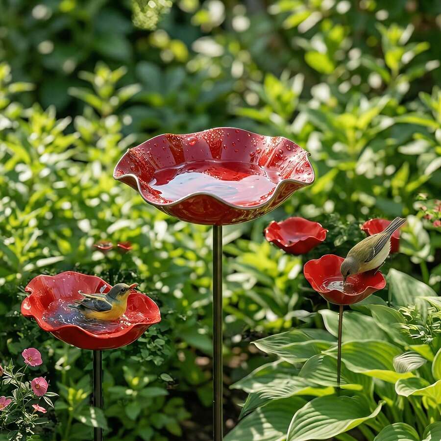 Metal Birdbath And Bee/Butterfly Watering Station; Handcrafted ...