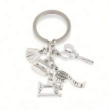 1pc Sewing Machine Scissors Iron Tape Measure Accessories Combination Keychain Mother's Day DIY Jewelry Gift - Multicolor - View 4