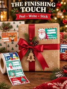 500pcs/Roll Christmas Atmosphere Stickers Labels PVC Self-Adhesive Sticker Roll - Suitable For Decorating Christmas Cards, Gift Wrapping, Envelope Seals, Holiday Gift Packaging, Party Favors, Christmas And New Year Gift Labels - Christmas Reindeer - View 7
