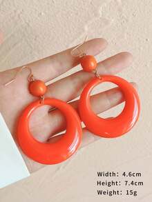 1 Pair Fashion Resin Round Long Earrings - Orange a - View 3