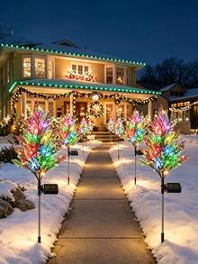 2PCS Multicolor Solar Christmas Tree Stake Light, LED Artificial Pine Tree Landscape Lamp, Waterproof Outdoor Decorative Pathway Light For Yard, Lawn, Patio, Garden, Holiday Christmas Party Decoration - Multicolor - View 3
