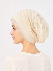 Mũ turban lưới bèo nhún cho nữ, khăn quấn đầu bèo nhún nhiều lớp co giãn mềm mại, nhẹ thoáng khí, dùng đeo hàng ngày - màu sắc - Xem 4