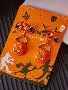 1 Pair Halloween Holiday Candy Pumpkin Basket Drop Earrings, Suitable For Holiday Wear, Best Gift Choice - Multicolor - View 2