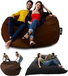Sillón Sofá Puff 2 en 1 con Cama Queen Size Relleno de Hule Espuma (Sillón: 120x100x50 cm, Cama: 180x180 cm) Cómodo y Funcional Acabado en Gamuza. Chocolate - Marrón Chocolate - Ver 8